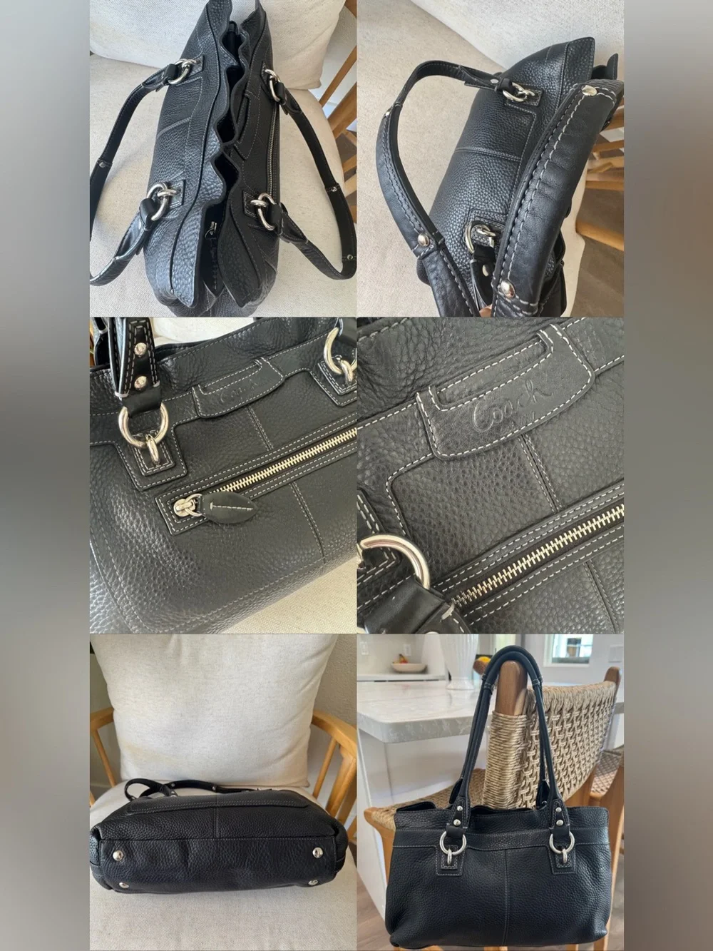 Coach Penelope Y2K Black Pebbled Leather Satchel Shoulder HandBag Purse #F14686